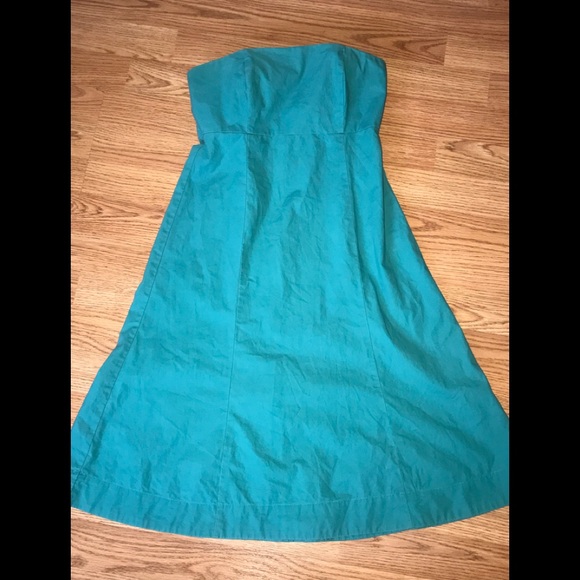🌊 Ocean Blue Green A-Line  strapless Dress Gap - Picture 3 of 4